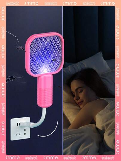 JMMO Racchetta elettrica USB anti-zanzare con luce UV, lampada portatile acchiappa-insetti e ammazza-zanzare per casa, esterno, auto, campeggio, viaggio, hotel - respingente di parassiti