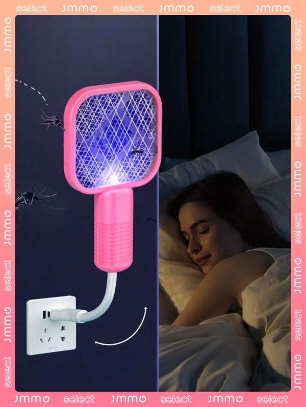 JMMO Raqueta mata mosquitos con luz UV, lámpara portátil mata insectos para el hogar, exterior, coche, camping, viajes, hotel - Repelente de plagas