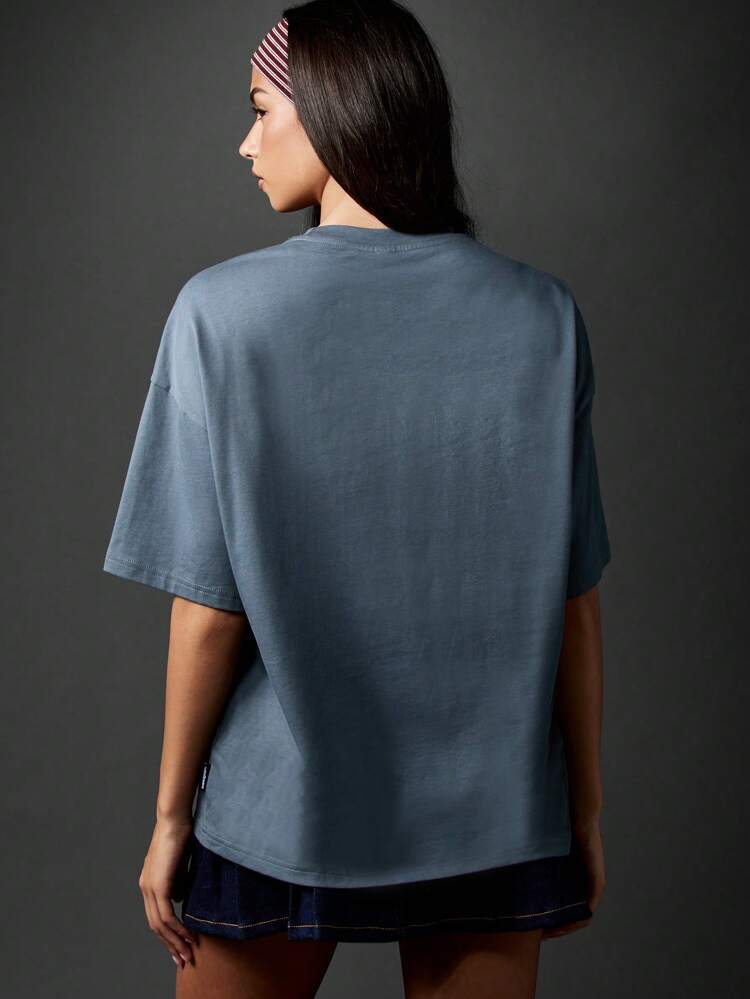 Missguided x Playboy Oversized Grey T-Shirt With Varsity Print Design