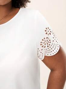 Comfylo Top cortado láser ribete en abanico unicolor - Blanco - Ver 5