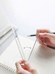 1 Regla plegable de acrílico transparente creativa, regla simple de escala de plástico para dibujo