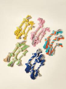 PETSIN Juguete para perro de cuerda de algodón con nudo y hueso, compañero que alivia el estrés, juego interactivo para perros