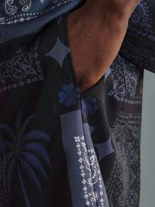 SUMWON Designer Bandana Print Short Sleeve Shirt And Shorts Set Casual Summer Beach Holiday Festival Wear Urban Street Style Matching Two-Piece Set - Navy Blue - View 7