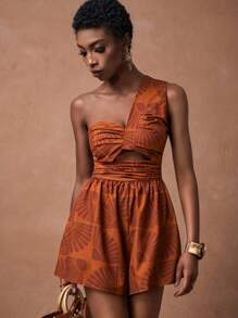 Zivah 2025 春夏新款女装印花褶皱高腰宽松九分裤，适合生日派对、毕业典礼、校园风、日常休闲装、度假、邮轮、海滩、日光浴、街头风、优雅、通勤、商务休闲 - 彩色 - 查看 7