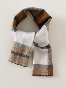 SHEIN Conjunto de abrigo y bufanda a cuadros para niño, abrigo clásico vintage en caqui, cómodo y casual, versátil para interior, exterior, uso diario, deportes, juego, fiesta, sesión de fotos, vacaciones, abrigos de otoño/invierno para niño, chaqueta de bebé con bufanda, blazer para bebé, abrigo de invierno para bebé niño - Caqui - Ver 6