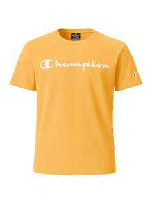 Champion Áo thun nam cổ tròn tay ngắn in chữ mùa hè thường ngày - trái cam - Xem 4