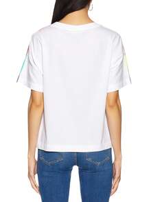 Champion Áo thun nữ cổ tròn tay ngắn in chữ đơn giản - trắng - Xem 2