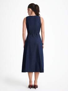 Daynim Váy denim đi làm không tay cho nữ - Rửa tối - Xem 2