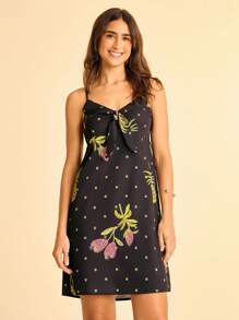 CAJUNI Women's Fruit Print Pattern Mini Dress- Pineapple Dress - Black - View 3