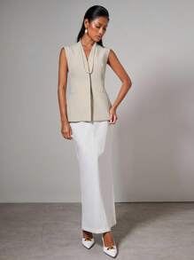 COSMINA Women's Elegant Sleeveless Waist Fitted Vest, Early Autumn,Old Money, Four Seasons, Business Casual Woman,Going Out Tops Women