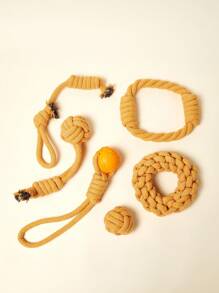 PETSIN Yellow Series Woven Cotton Rope Dog Toy, Fun To Relieve Boredom, Dog Bites, Tug Of War Interactive Play - Multicolor - View 1