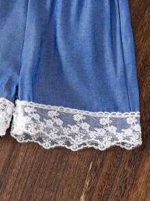 2件套女婴时尚针织上衣和牛仔效果短裤套装 - 彩色 - 查看 7