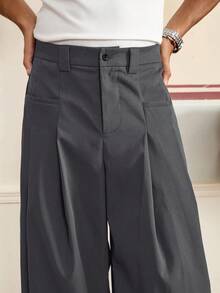 SWAVVY Pantalones rectos casuales sueltos de hombre tejidos de unicolor, otoño - Gris - Ver 6