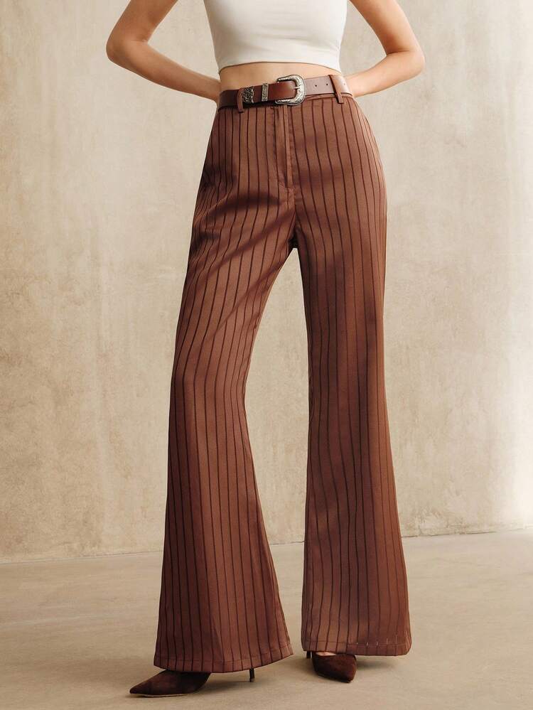 New Women Casual Retro Modern Commuter Fashionable Striped Straight Leg Pants