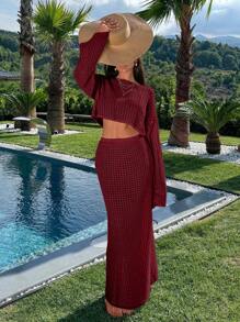 EURMUSE 女士针织镂空两件套罩衫