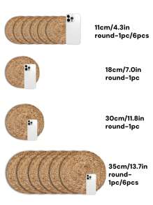SHEIN 1 pièce/6 pièces Napperon tressé, Napperon rond en osier, Napperon tressé fait main en forme de calebasse naturelle, Napperon tressé style ferme, Napperon en osier style antique, Articles ménagers, Fournitures pour fête de mariage, Décoration de la maison, Décoration de la chambre, Saint-Valentin, Saint-Valentin, Cuisine, Accessoires de cuisine, Mariage
