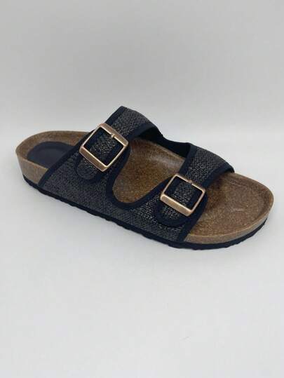 Solecia Adjustable Strap Design Women's Casual Flat Slide Sandals