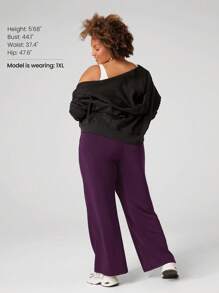 GLOWMODE Modal Plus Size Wide Leg Built-In Adjustable Drawstring Waist Pants With Side Pockets Daily Casual