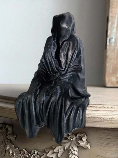Goth 1 pieza Estatua de resina decoración gótica de jardín - Figura encapuchada oscura y misteriosa, decoración de altar doméstico de fantasía, estética embrujada, figura gótica, Dark Academia, escultura gótica victoriana, regalo único, decoración del hogar