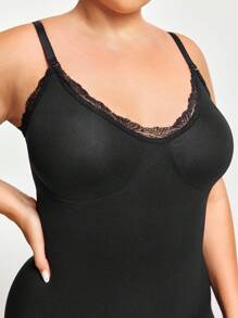 Talla grande Slip shapewear ribete con encaje - Negro - Ver 5
