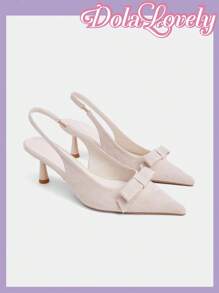 Dola Lovely French Genuine Leather Closed Toe Sandals For Women, 2024 Summer New Niche Design Narrow Heel Backless Pumps - Beige - View 8