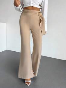 EURMUSE Pantalon détaillé et élégant en accessoire plein or pour femmes