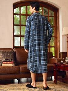 EverLounge Men's Long Sleeve Plaid Single-Breasted Casual Sleepwear Robe - Multicolor - View 2