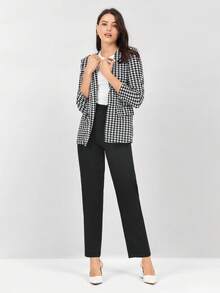 Miaspire Spring Black Slant Pockets Cropped Suit Pants - Black - View 6
