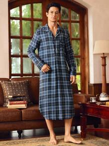 EverLounge Men's Long Sleeve Plaid Single-Breasted Casual Sleepwear Robe - Multicolor - View 3