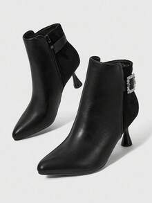 Sleekvia Bottes cheville noires de base pour femmes pour le trajet domicile-travail