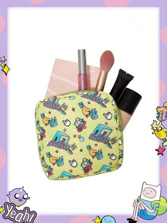 Adventure Time X ROMWE Große gepolsterte Kosmetiktasche mit viel Stauraum, Mini-quadratische Tasche