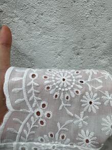 Sunnyshic 女式刺绣拼布无袖修身纽扣衬衫