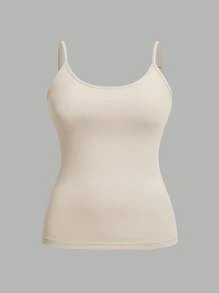 SHEIN CURVE+ 4pcs/Set Plus Size Women Plain Casual Camisole/Spaghetti Strap Tank Tops,Valentine Day - Multicolor - View 6