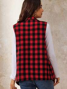 Boho Mama Maternity Plaid Zipper Front Sleeveless 3-In-1 Jacket  Fall Clothes Boho Maternity Fall Winter Clothes - Red - View 3