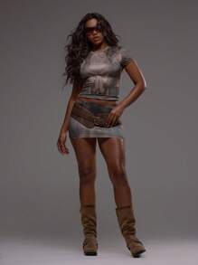 MUSERA Slinky Short Sleeve Crop Top Mini Skirt Co-Ord Boho Ibiza Festival Holiday Summer Vacation Cute Elegant Spring - Multicolor - View 3