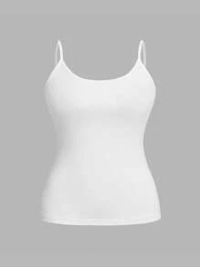 SHEIN CURVE+ 4pcs/Set Plus Size Women Plain Casual Camisole/Spaghetti Strap Tank Tops,Valentine Day - Multicolor - View 4