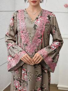 SHEIN Najma Vestido holgado de moda joven para mujer con parches de encaje estilo romántico francés