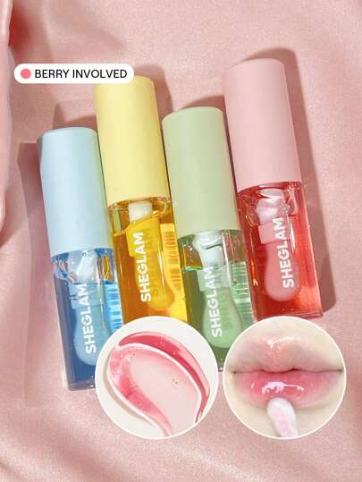 SHEGLAM Jelly Wow زيت شفاه مرطب-Berry Involved روج ملمع شفاه شفاف جلوس ماركة تجميل ومكياج للنساء والفتيات