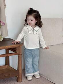 Dazy Kids 女婴休闲撞色长袖上衣，幼儿秋装