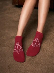 HARRY POTTER X SHEIN 6 đôi tất cổ ngắn mềm mại, thoáng khí, thấm mồ hôi dành cho nam thường ngày & Hedwig & Golden Snitch, tất ngắn nhiều màu sắc thời trang và dễ thương, mũi và gót được gia cố để tăng độ bền, phù hợp cho cả nam và nữ, Summer All-Match - Nhiều màu - Xem 5