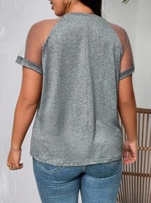 EMERY ROSE 夏季大码休闲网眼拼布短袖T恤