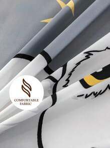 HARRY POTTER X SHEIN Bộ đồ giường 3 món, họa tiết in toàn bộ hình Hedwig, vỏ chăn màu hồng, mềm mại & ấm áp, ấm áp & có thể giặt bằng máy, phù hợp với giường đôi/giường đôi/giường Queen/giường King, ký túc xá/nhà riêng - Xám - Xem 9