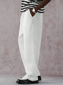 Manfinity EMRG Herren Patchwork Lässig Jogginghose mit Kordelzug Taille und Taschen, locker geschnitten - Weiss - Übersicht 3