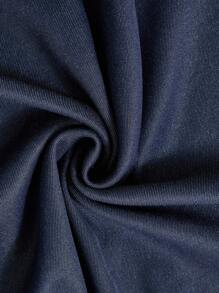 Heiryn 女式纯色前扣V领优雅短袖中长连衣裙 - 藍色 - 查看 8