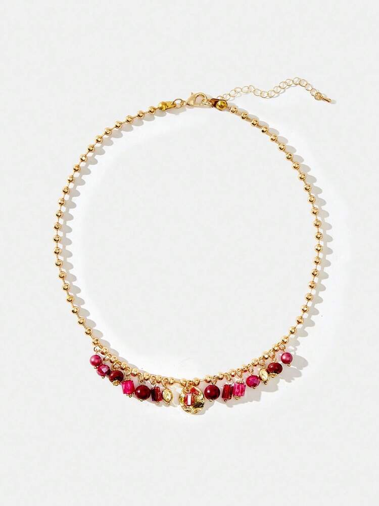 SHEIN Maija Multifunctional Beaded Necklace For Women, Minimalist & Practical