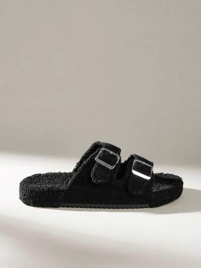 Solecia 女士圆头扣流苏水钻休闲平底鞋，舒适日常/派对/通勤时尚百搭鞋