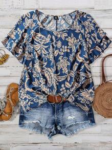 Linhara 女士大码编织夏季假日衬衫