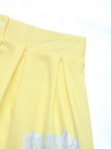 GlowEve Women's Floral Print Single Button Closure Elegant Fashion Skirt