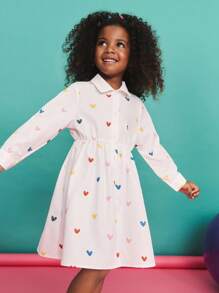 SHEIN Bộ 2 món đồ giản dị thoải mái đơn giản họa tiết trái tim cho bé gái - Hồng - Xem 5