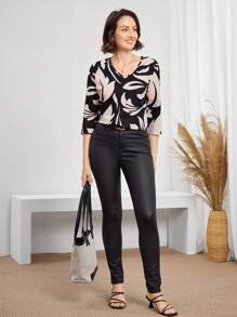 Miaspire Women's Casual Vacation Tops V-Neck Women's Shirts For Summer Vacations Two-Color Floral Print V-Neck Three-Quarter Sleeves Women's Casual Shirts,Country Outfits Women,Vintage Clothes Women Women's Teacher's Day Tops Casual Versatile Women's Shirts Print Tops For Women 3/4 Sleeve Tops For Women Business Casual Tops For Women Women V-Neck Tops Women Blouses Elegant Women S Top Business Casual Tops Woman V Neck Blouse Print Blouse